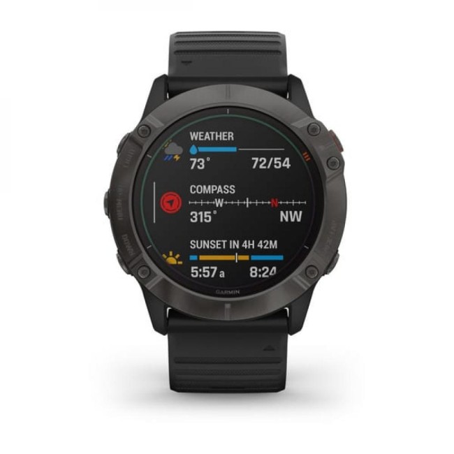 Часы Garmin Fenix 6X Pro Solar титановый серый DLC с черным ремешком