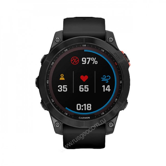 Часы Garmin Fenix 7 Solar серый с черным ремешком