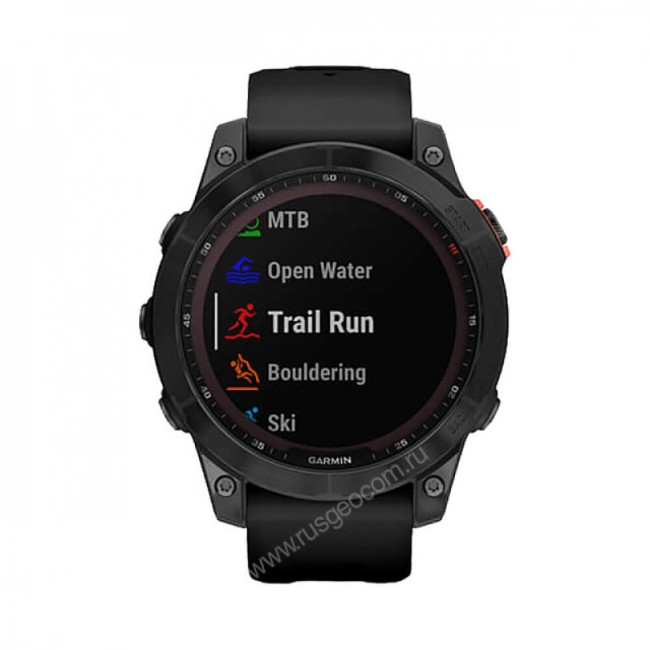 Часы Garmin Fenix 7 Solar серый с черным ремешком