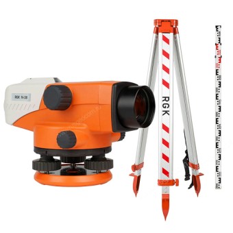 Комплект оптический нивелир RGK N-38 с поверкой + штатив S6-N + рейка AMO S3