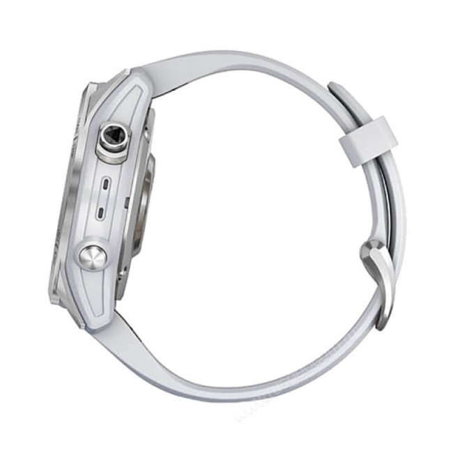 Часы Garmin Fenix 7S серебристый с белым силиконовым ремешком