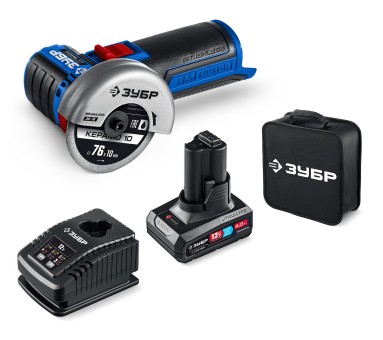 УШМ бесщеточная Профессионал AB-76-41 ЗУБР 12 В, D76 мм, 1 АКБ тип Т7 (4 А·ч)