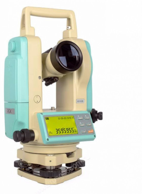 Комплект теодолит RGK T-02 (лазерный отвес) с поверкой штатив рейка - 3 в 1