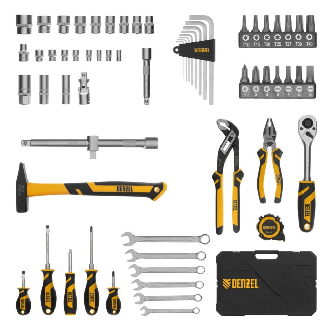 Набор инструментов 1/2", 1/4" 64 предмета Denzel