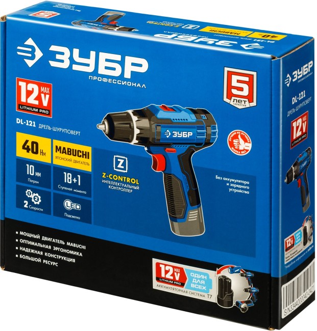 Дрель-шуруповерт DL-121 ЗУБР без АКБ