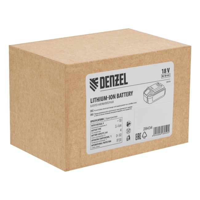 Батарея аккумуляторная IB-18-4.0, 18 В, 4.0 Ач Denzel