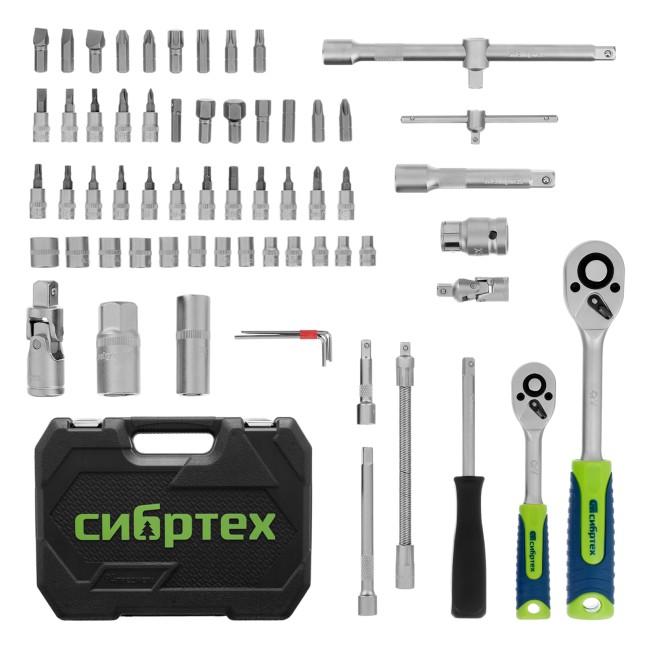 Набор инструментов 1/2", 1/4" 94 предмета Сибртех