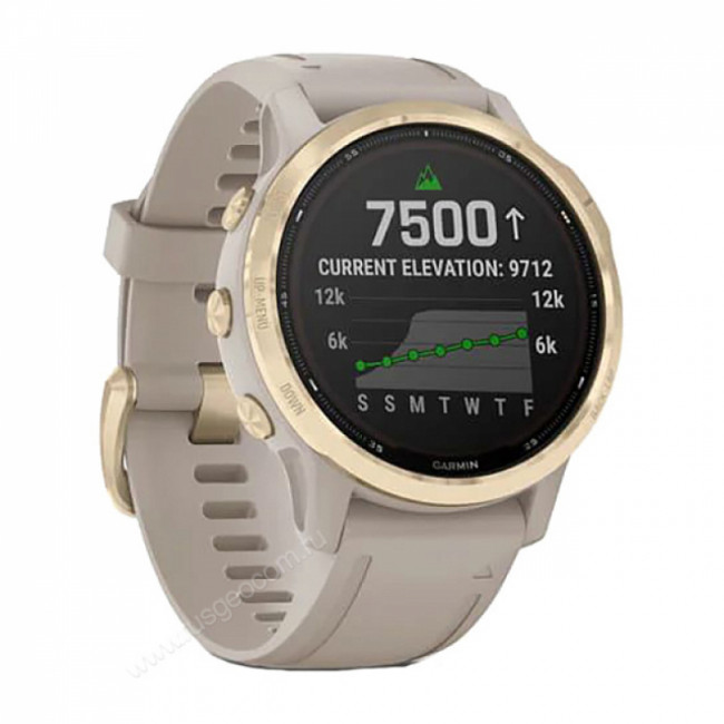 Часы Garmin Fenix 6S Pro Solar золотистый с песочным ремешком