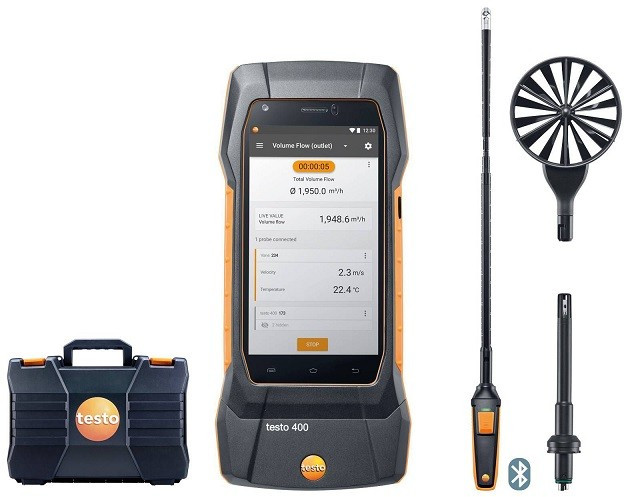 Комплект Testo 400 для вентиляции с зондом-крыльчаткой 16 мм Комплект Testo 400 для вентиляции с зондом-крыльчаткой 16 мм