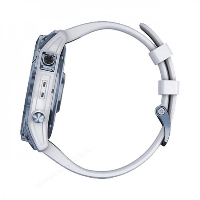 Часы Garmin Fenix 7X Sapphire Solar титановый синий минерал DLC с белым ремешком