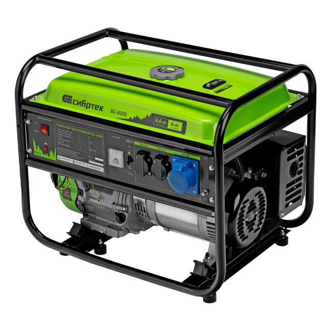 Генератор бензиновый БС-8000, 6,6 кВт Сибртех
