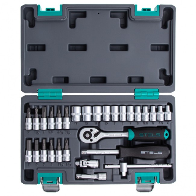 Набор инструментов, 1/4", CrV 29 предметов Stels