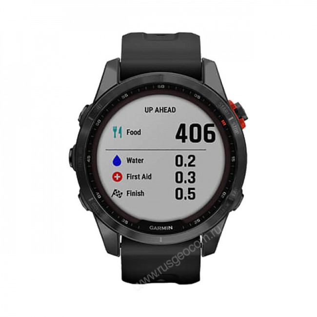 Часы Garmin Fenix 7S Solar серый с черным силиконовым ремешком