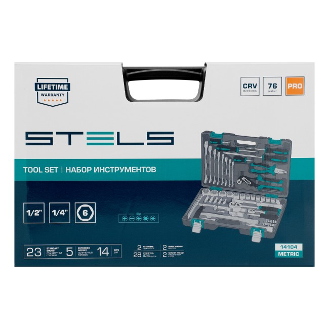 Набор инструментов 1/2", 1/4", CrV 76 предметов Stels
