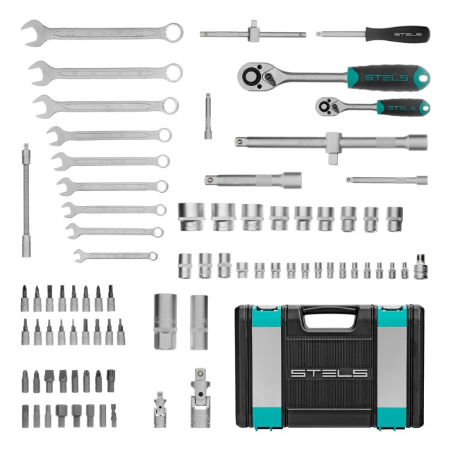 Набор инструментов 1/2", 1/4", CrV 82 предмета Stels