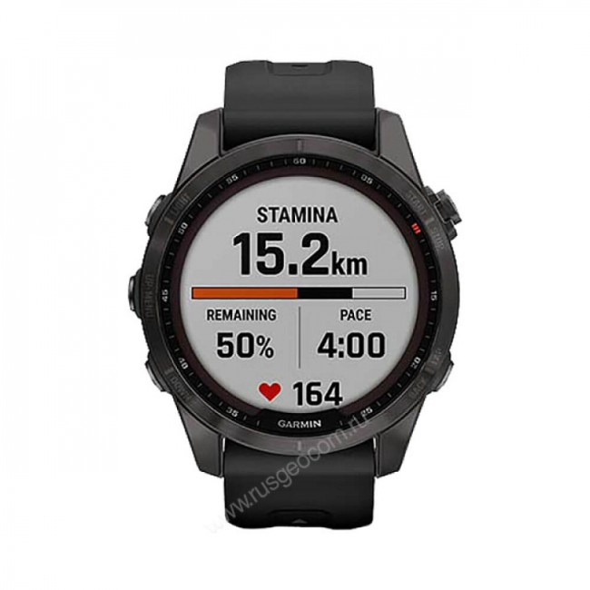 Часы Garmin Fenix 7S Sapphire Solar титановый угольно-серый DLC с силиконовым ремешком