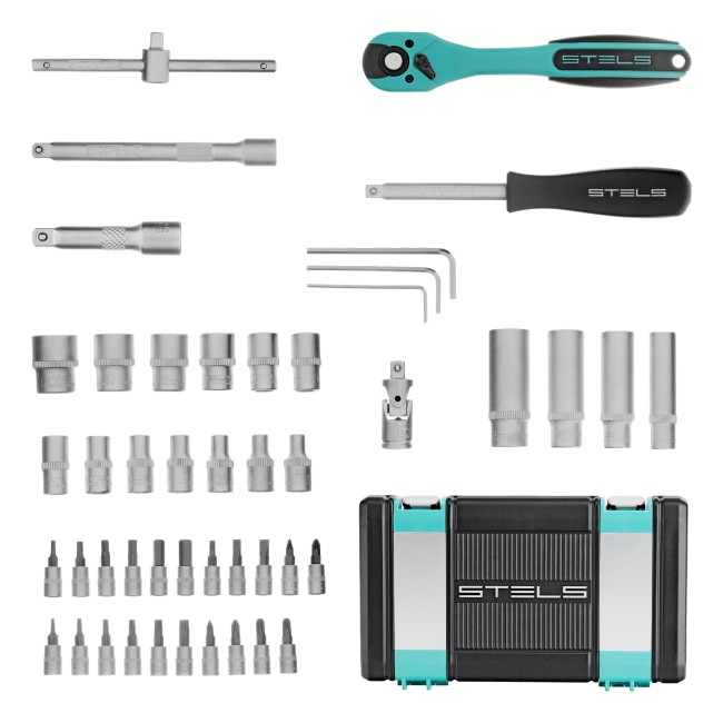 Набор инструментов 1/4", Cr-V 47 предметов Stels